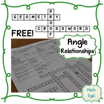 Preview of Angle Relationships Geometry Proofs Crossword Puzzle