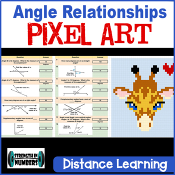 Preview of Angle Relationships Giraffe PIXEL ART Distance Learning Google Sheets