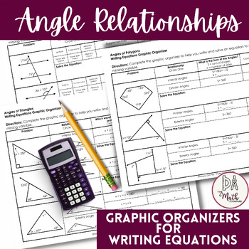 Preview of Angle Relationships Graphic Organizer (Writing Equations)