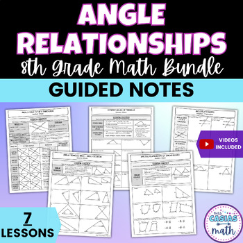 Preview of Angle Relationships Guided Notes Lessons BUNDLE 8th Math Pre-Algebra