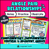 Angle Relationships Guided Notes with Doodles Complementar