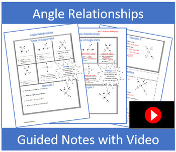 Preview of Angle Relationships Guided Notes with Video