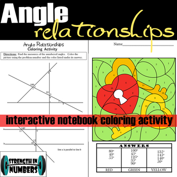 Preview of Angle Relationships Interactive Notebook Valentine's Day Coloring Activity