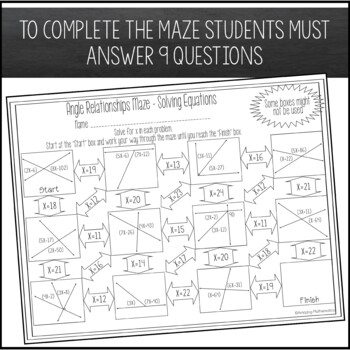 Angle Relationships Maze - Solving Equations by Amazing Mathematics