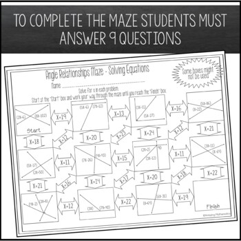 Angle Relationships Worksheet Solving Equations Maze Activity
