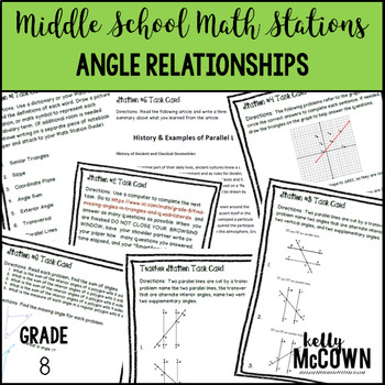 Preview of Angle Relationships Parallel Lines Math Stations