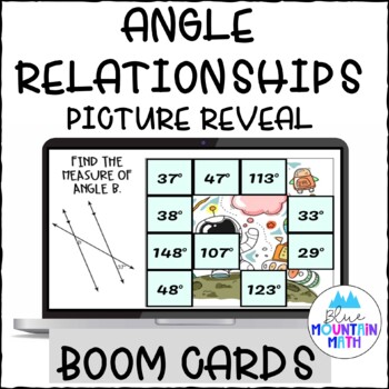 Preview of Angle Relationships  Picture Reveal Boom Cards--Digital Task Cards