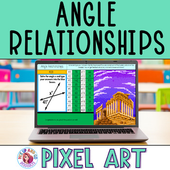Preview of Angle Relationships Pixel Art | Supplementary, Complementary and Vertical