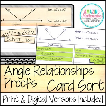 Preview of Angle Relationships Proof Activity  - High School Geometry Proofs