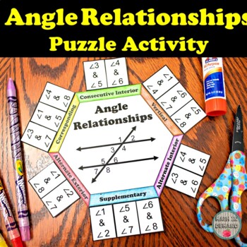 Preview of Angle Relationships Puzzle Activity Great for Math Notebooks DIGITAL & PAPER
