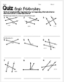 Angle Relationships Quiz