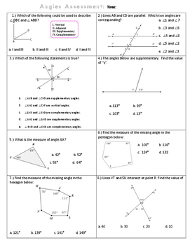 unit one geometry basics homework 6 angle relationships