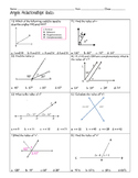 Angle Relationships Quiz or Review