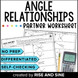 Angle Relationships Self-Checking Partner Worksheet Differ