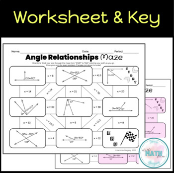 Angle Relationships Solving Equations 7 G 5 8 G 5 Maze Angle