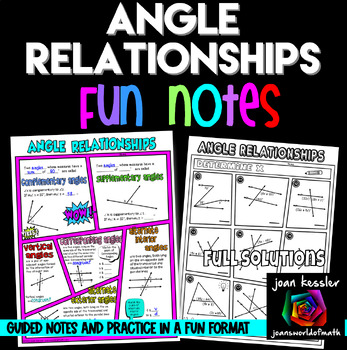 Preview of Angles Relationships Complementary Supplementary Vertical FUN Notes Doodle Pages