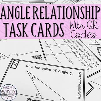 Preview of Angle Relationships Task Cards with QR Codes