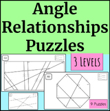 Preview of Angle Relationships, Transversals and Intersecting Lines Puzzles | 9 Puzzles