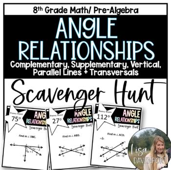 Preview of Angle Relationships Using Algebra - 8th Grade Math Scavenger Hunt