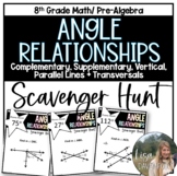 Angle Relationships Using Algebra - 8th Grade Math Scavenger Hunt