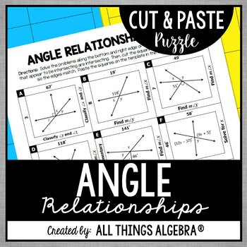 Preview of Angle Relationships (Vertical, Complementary, & Supplementary) | Puzzle