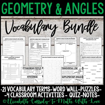 Preview of Geometry & Angles Vocabulary BIG Bundle - 8th Grade