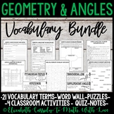 Geometry & Angles Vocabulary BIG Bundle - 8th Grade