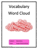 Angle Relationships Vocabulary Word Cloud Word Bank Handou