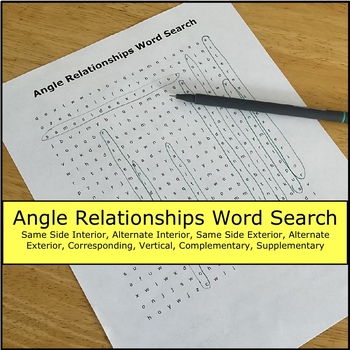 Preview of Angle Pairs Geometry Word Search -same side, alternate, exterior, interior, etc.
