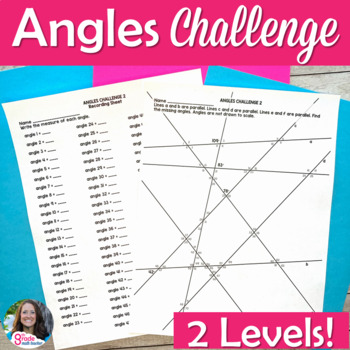 Preview of Angle Relationships Worksheet with Differentiated Challenge