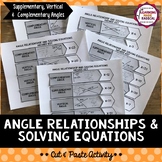 Angle Relationships & Solving Equations Cut and Paste Activity