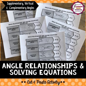 Preview of Angle Relationships & Solving Equations Cut and Paste Activity