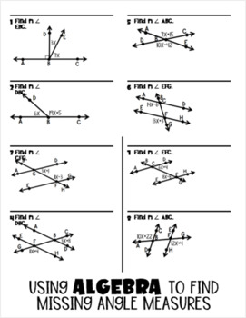 homework 3 angle relationships & algebra