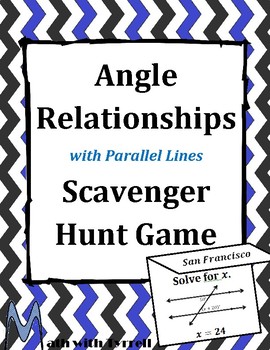 Preview of Angle Relationships with Parallel Lines Scavenger Hunt Game