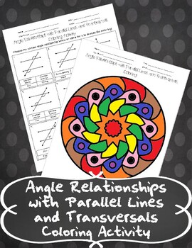 Preview of Angle Relationships with Parallel Lines and Transversals Coloring Activity