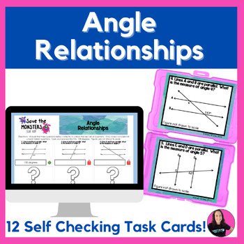 Preview of Angle Relationships with Parallel Lines and Transversals Task Card Activity