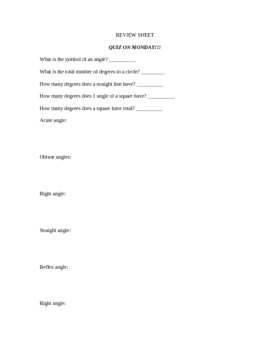 Angle Review Sheet by Mrs. P's Ideas | TPT