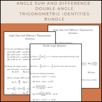 Preview of Angle Sum And Difference-Double Angle Trigonometric Identities Bundle