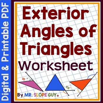Angle Sum And Exterior Angle Of Triangles Worksheet By Mr