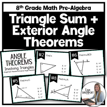 Preview of Angle Sum and Exterior Angle Theorems Power Point Activity