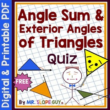 Preview of Angle Sum and Exterior Angle of Triangles Quiz