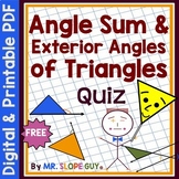 Angle Sum and Exterior Angle of Triangles Quiz