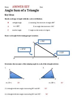 Angle Sum Of A Triangle Worksheet