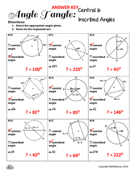 Worksheet 12 3 Inscribed Angles Answer Key