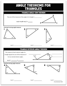 Angle Theorems for Triangles - Binder Notes for Geometry by Lisa Davenport