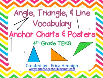 Preview of Angle, Triangle, & Line Vocabulary Anchor Charts & Foldables 4th Grade TEKS