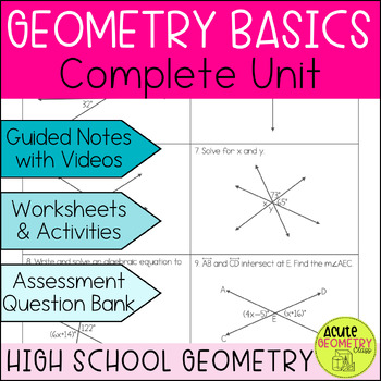 Angle And Triangle Relationships Geometry Basics Unit Notes Worksheets