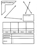 Angle Vocabulary Page & Practice Sheet
