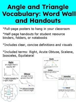 Preview of Angle and Triangle Vocabulary: Posters and Handouts