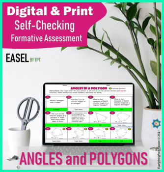 Preview of Angle in Polygons Digital Self-Checking Formative Assessment Distance Learning
